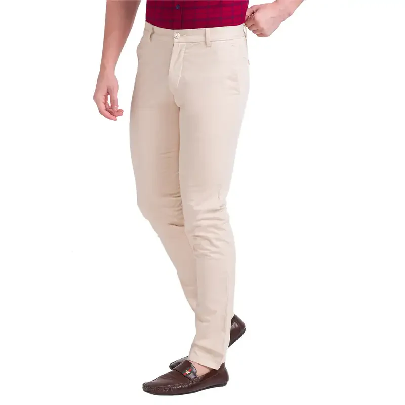 Men Fawn Lrt Fit Rfd Overdyed Cotton Blend Trouser - Image 3
