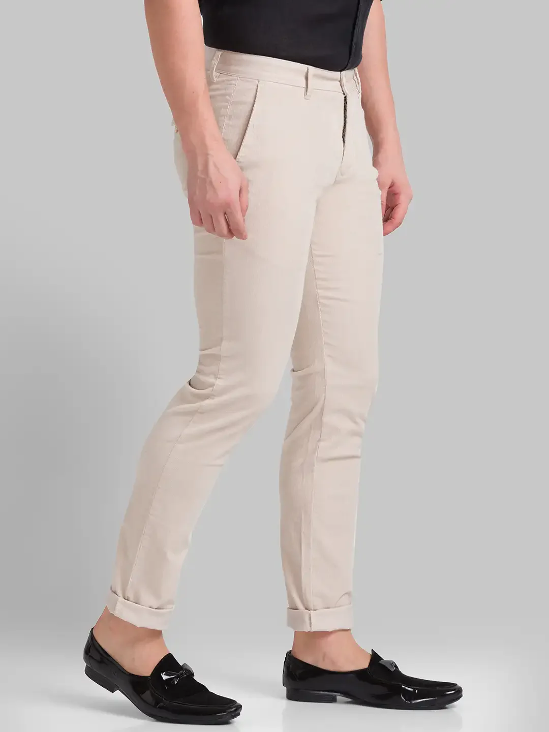 Men Fawn Lrt Fit Solid Cotton Blend Trouser - Image 2