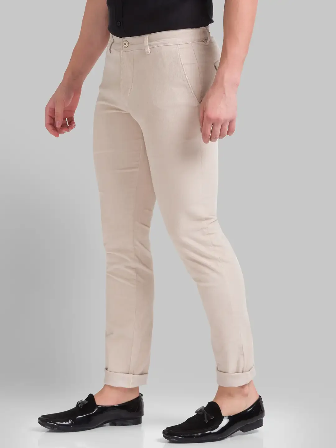 Men Fawn Lrt Fit Solid Cotton Blend Trouser - Image 3