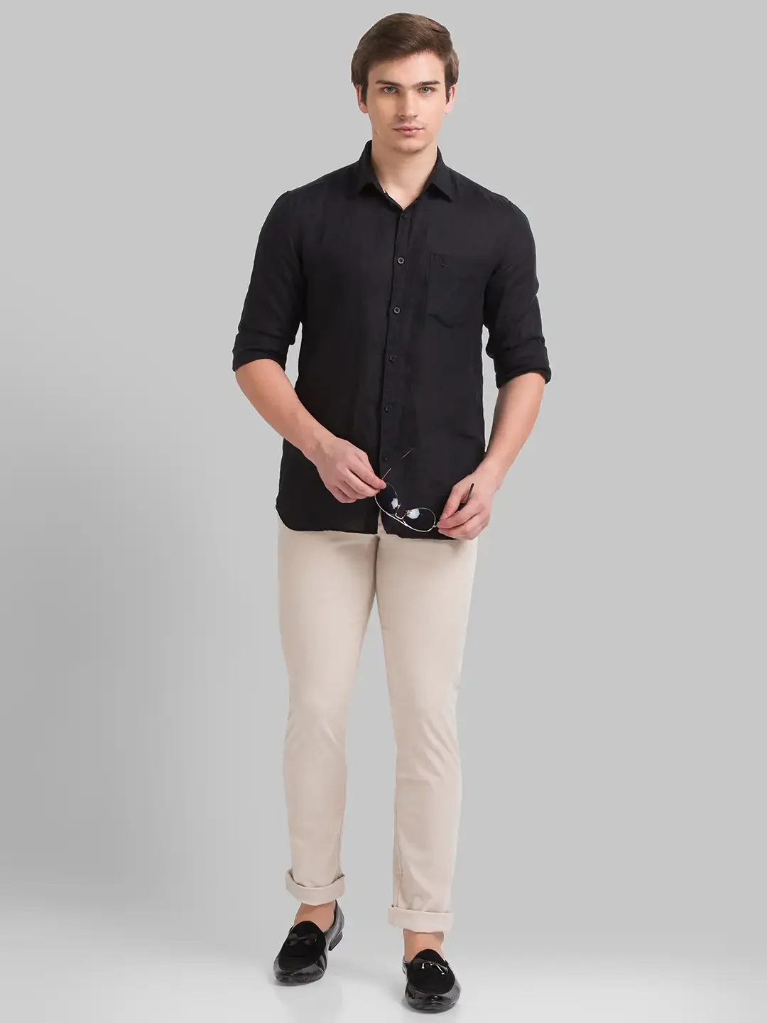Men Fawn Lrt Fit Solid Cotton Blend Trouser - Image 5
