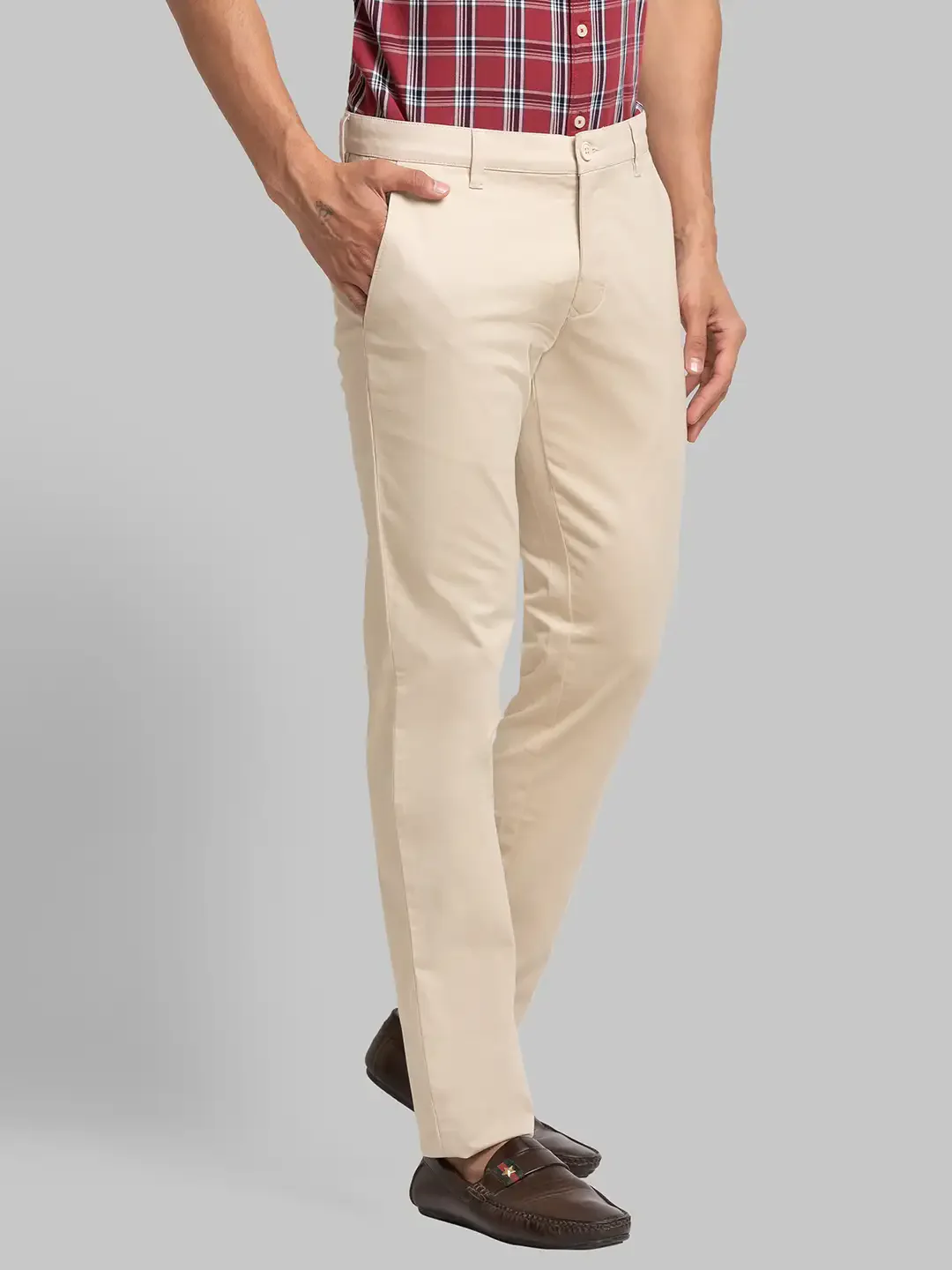 Men Fawn Lrt Fit Solid Cotton Blend Trouser - Image 2