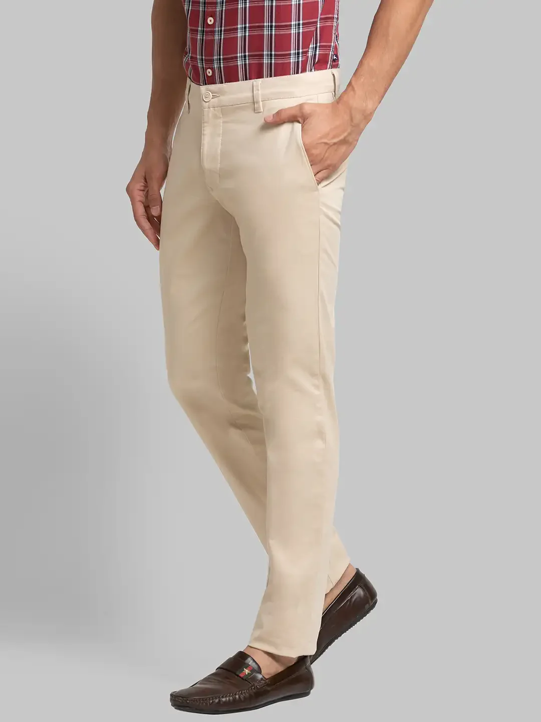 Men Fawn Lrt Fit Solid Cotton Blend Trouser - Image 3