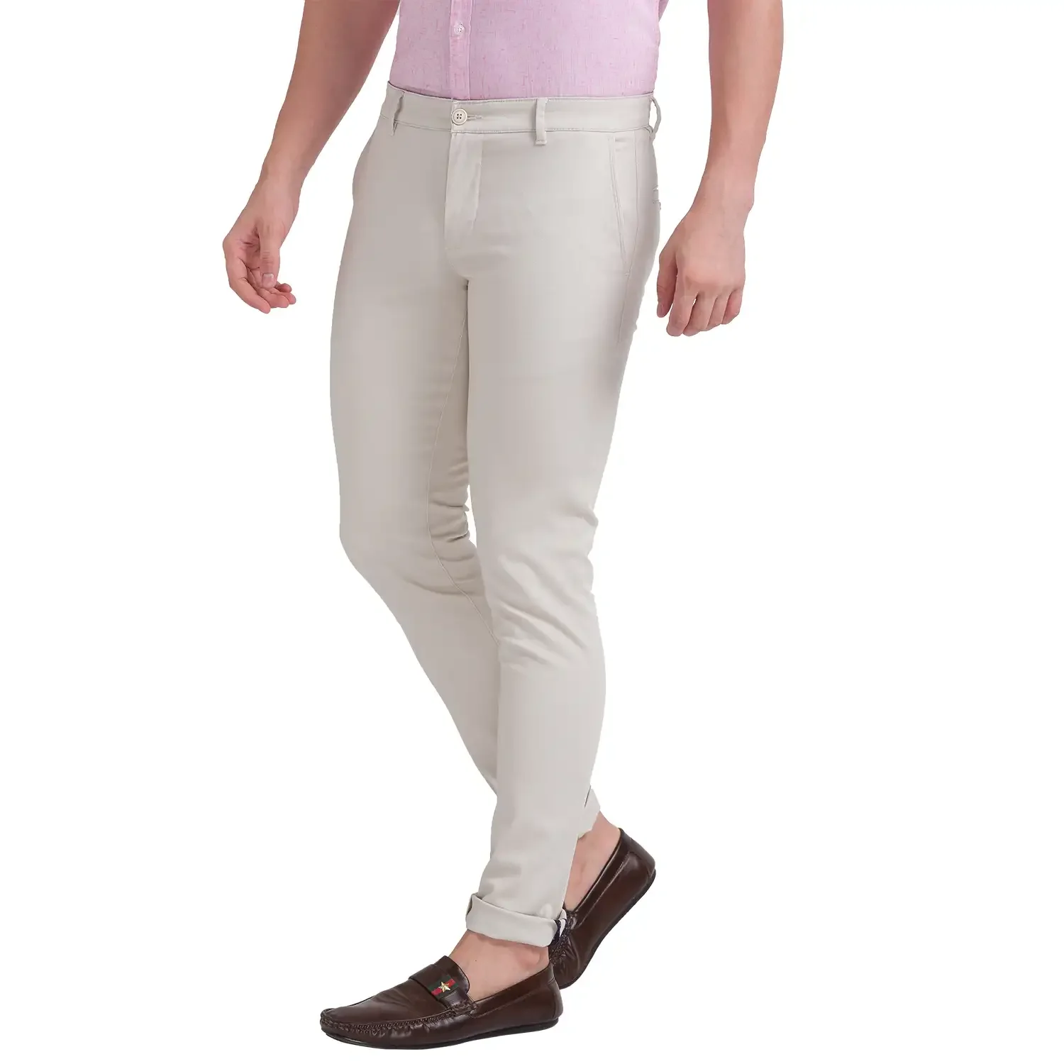 Men Fawn Lrt Fit Solid Cotton Blend Trouser - Image 3