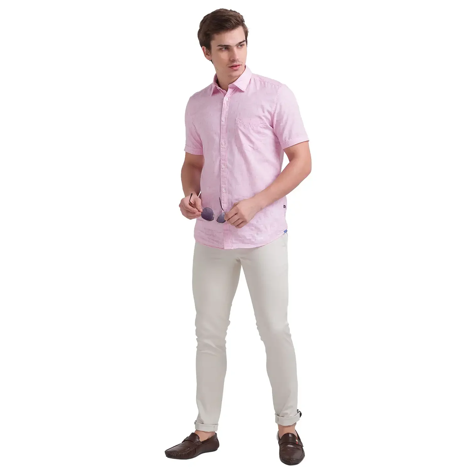 Men Fawn Lrt Fit Solid Cotton Blend Trouser - Image 5