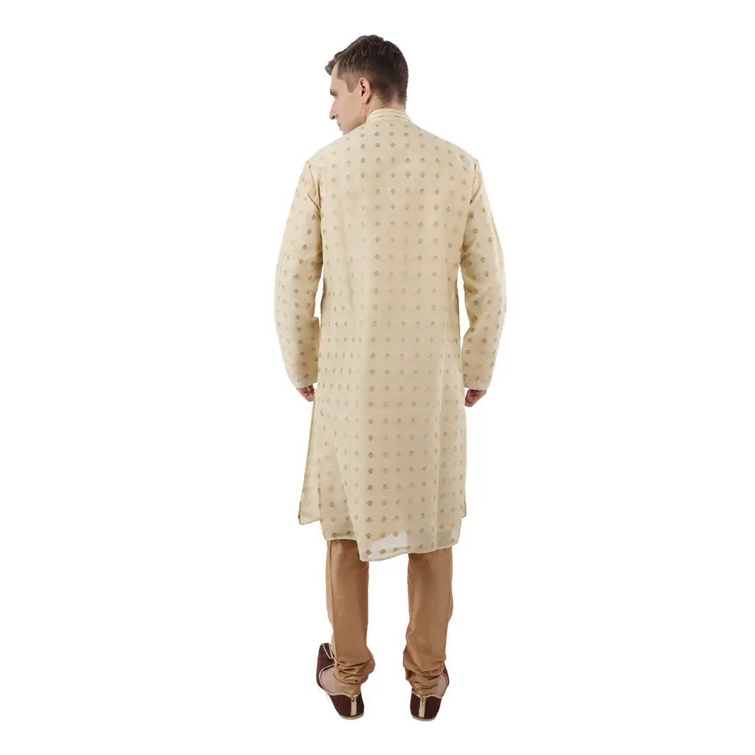 Men Fawn Polyester Blend Kurta - Image 4