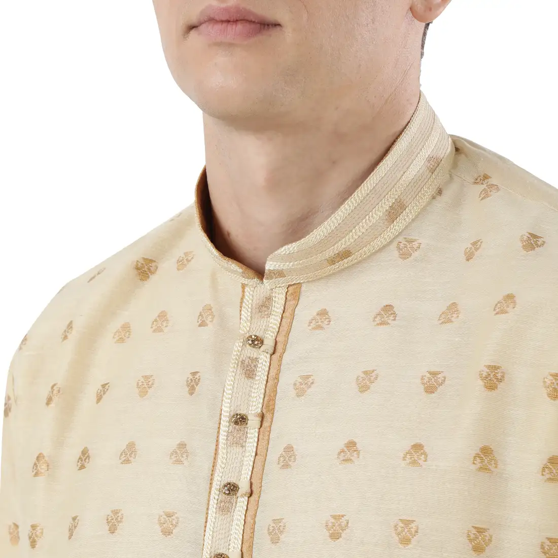 Men Fawn Polyester Blend Kurta - Image 6