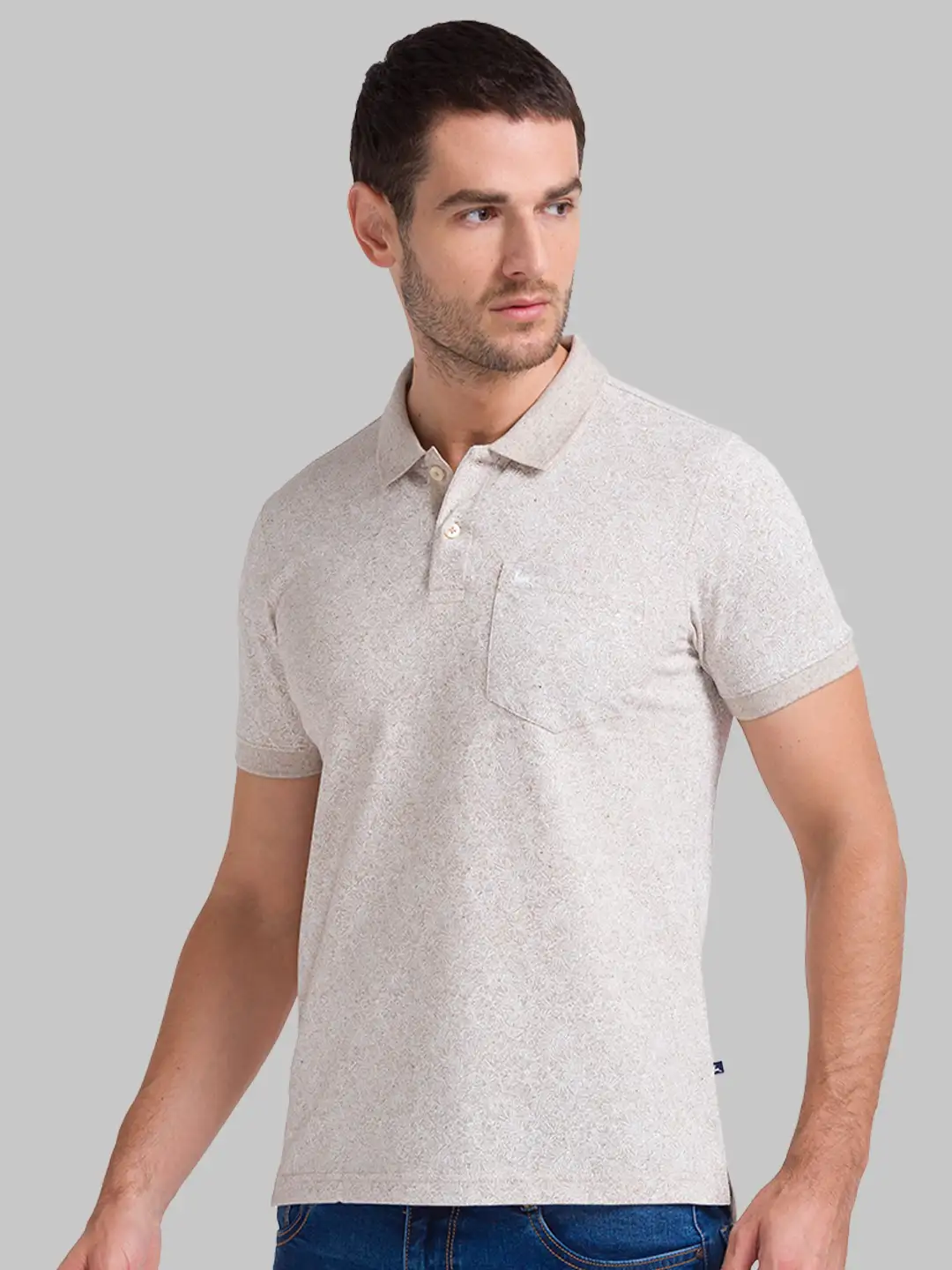 Men Fawn Regular Fit Print Cotton Round Neck Collar Polo T-Shirt - Image 3