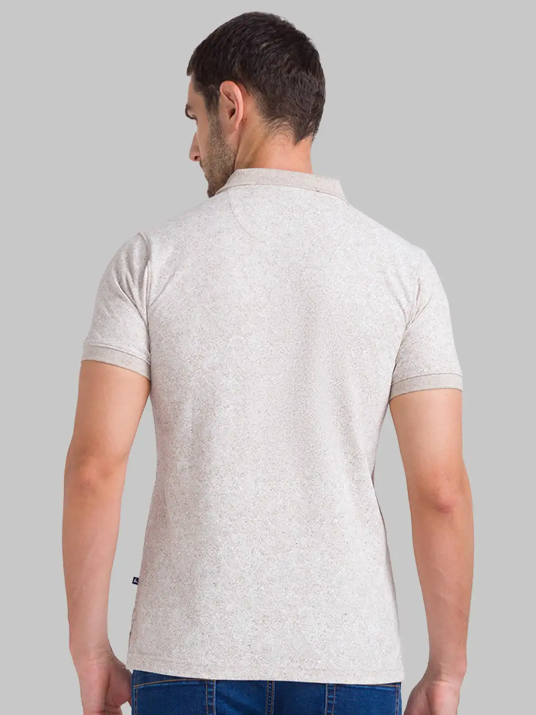 Men Fawn Regular Fit Print Cotton Round Neck Collar Polo T-Shirt - Image 4