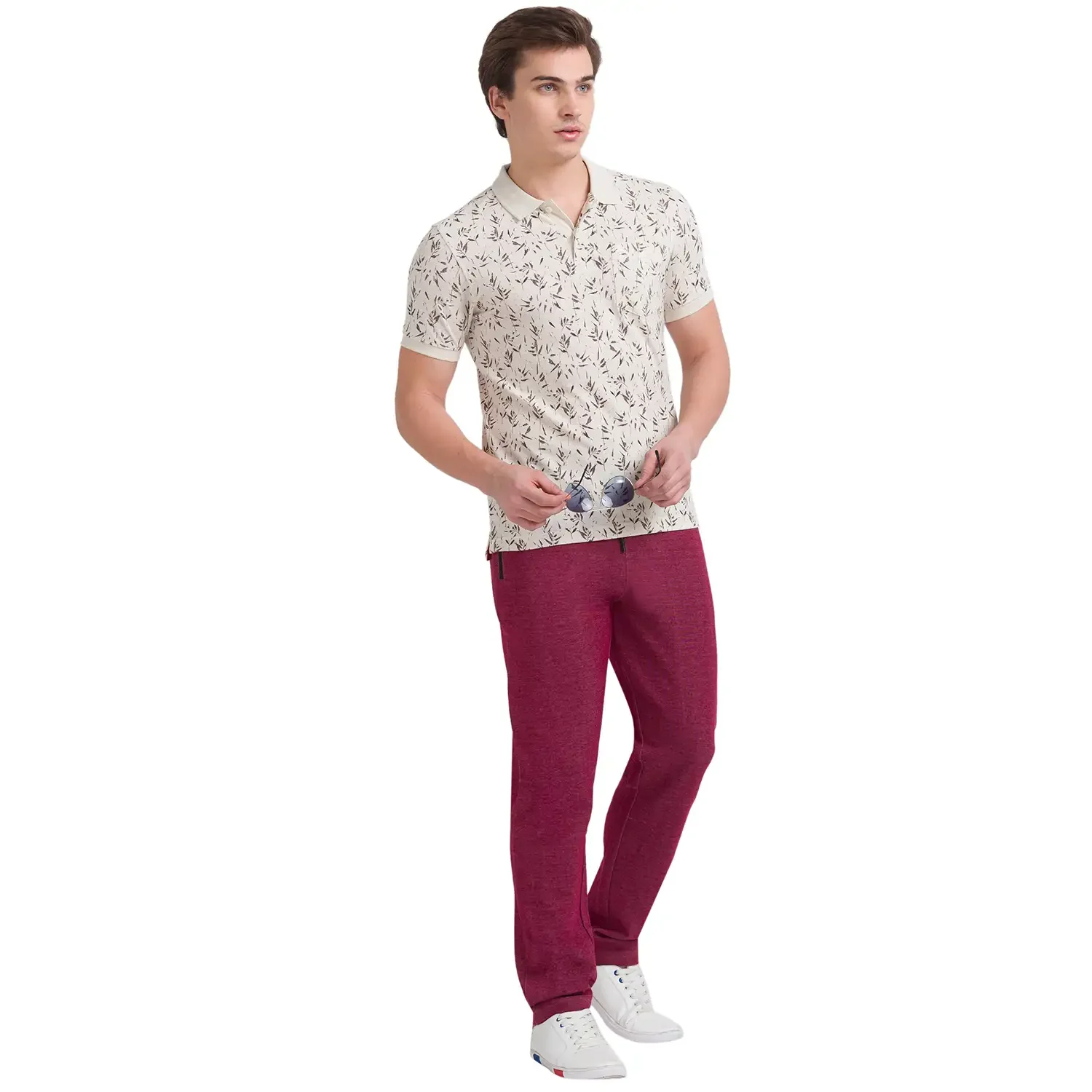 Men Fawn Regular Fit Print Cotton Round Neck Collar Polo T-Shirt - Image 5