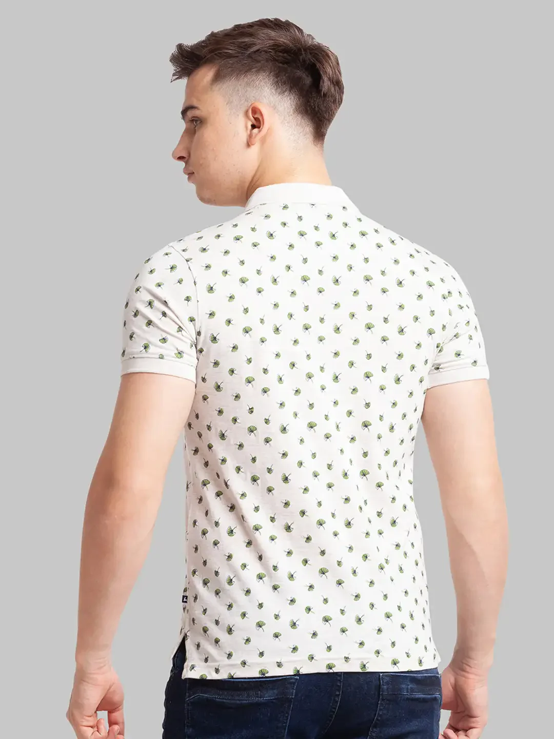 Men Fawn Regular Fit Print Cotton Round Neck Collar Polo T-Shirt - Image 4