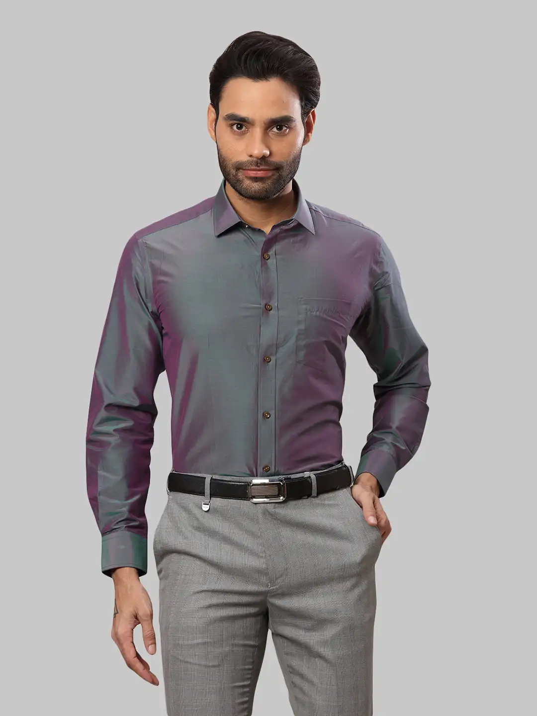 Men Fawn Regular Fit Solid Cotton Blend Full Sleeve Shirts