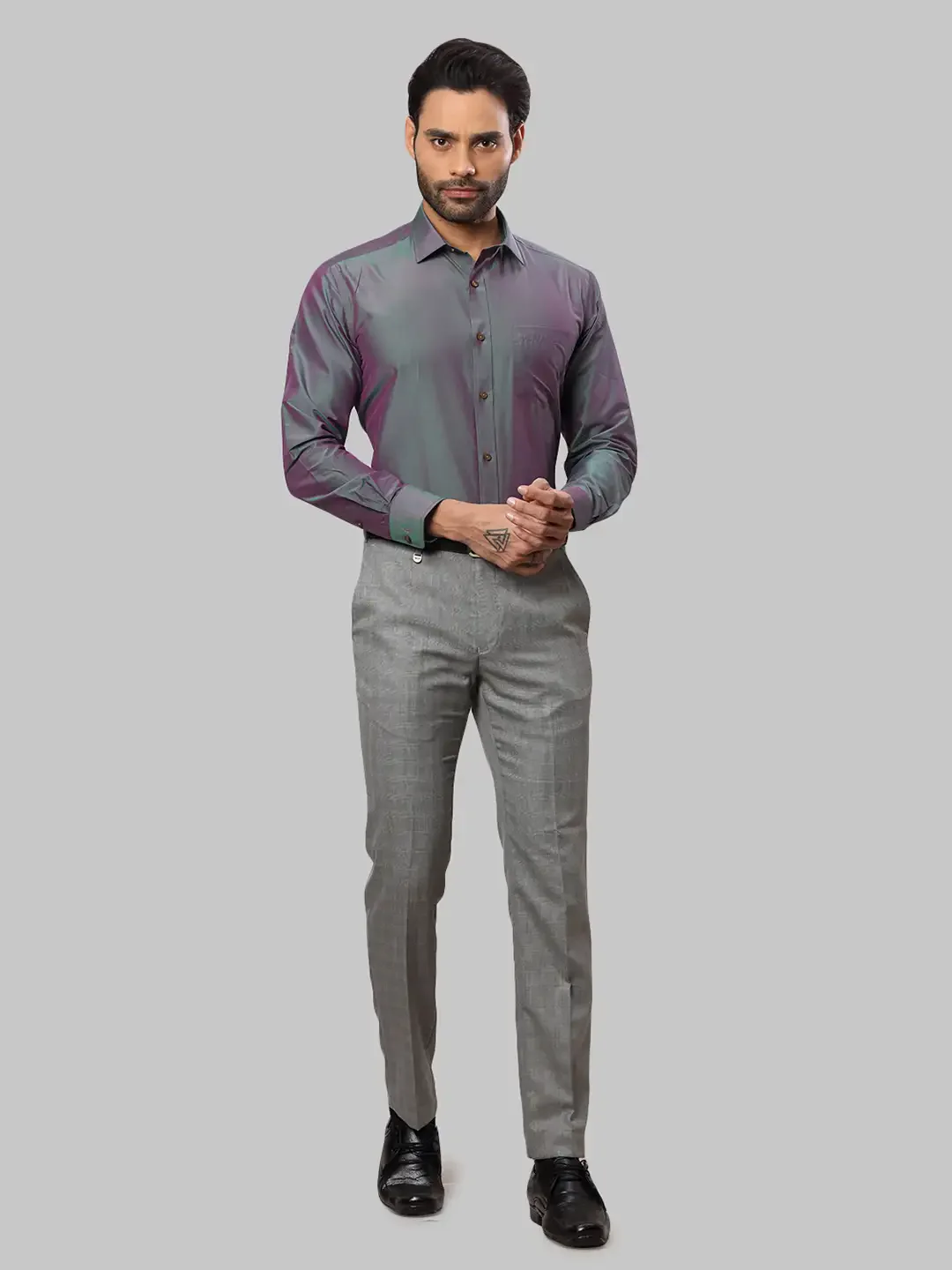 Men Fawn Regular Fit Solid Cotton Blend Full Sleeve Shirts - Image 5