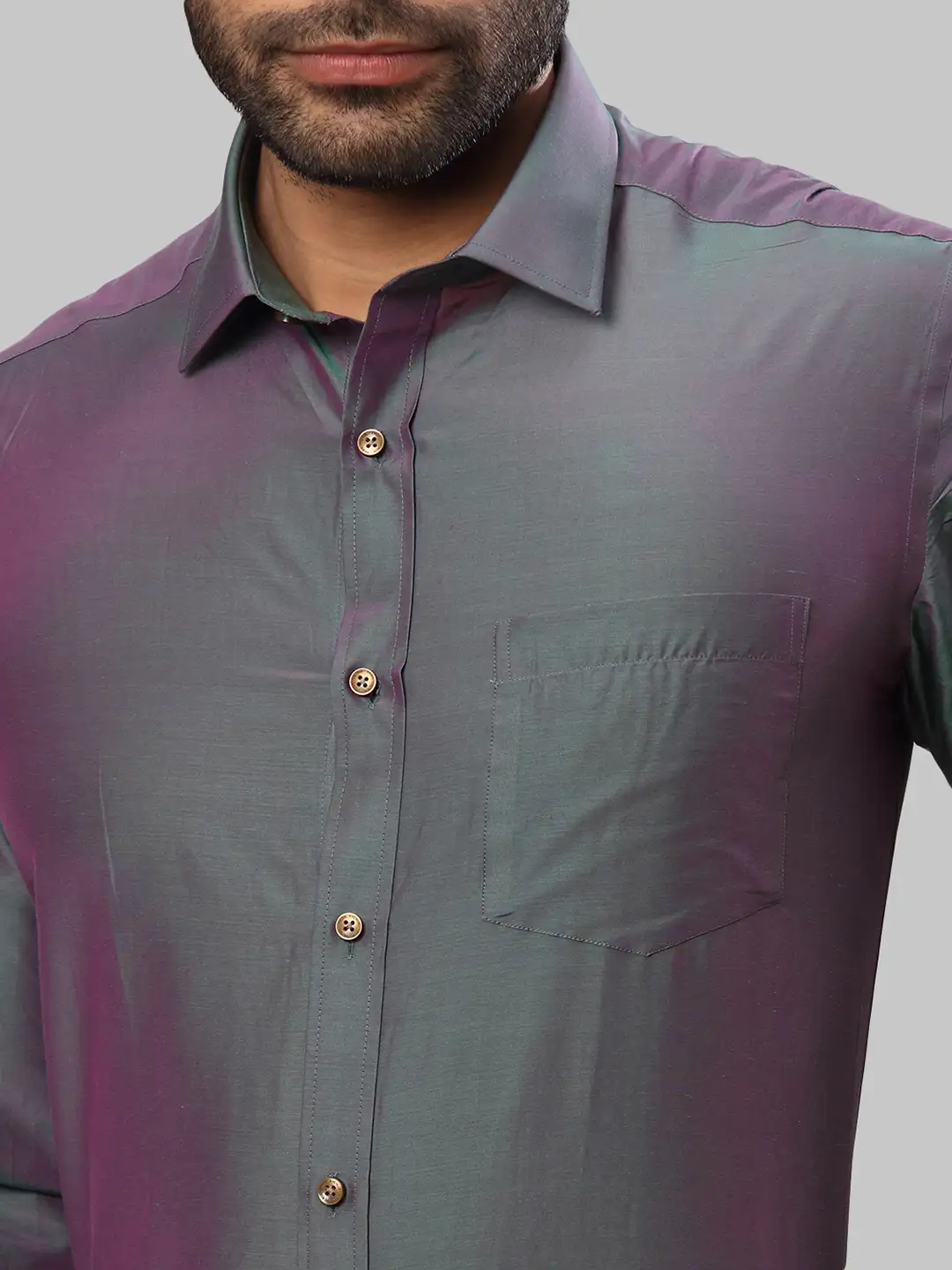 Men Fawn Regular Fit Solid Cotton Blend Full Sleeve Shirts - Image 6