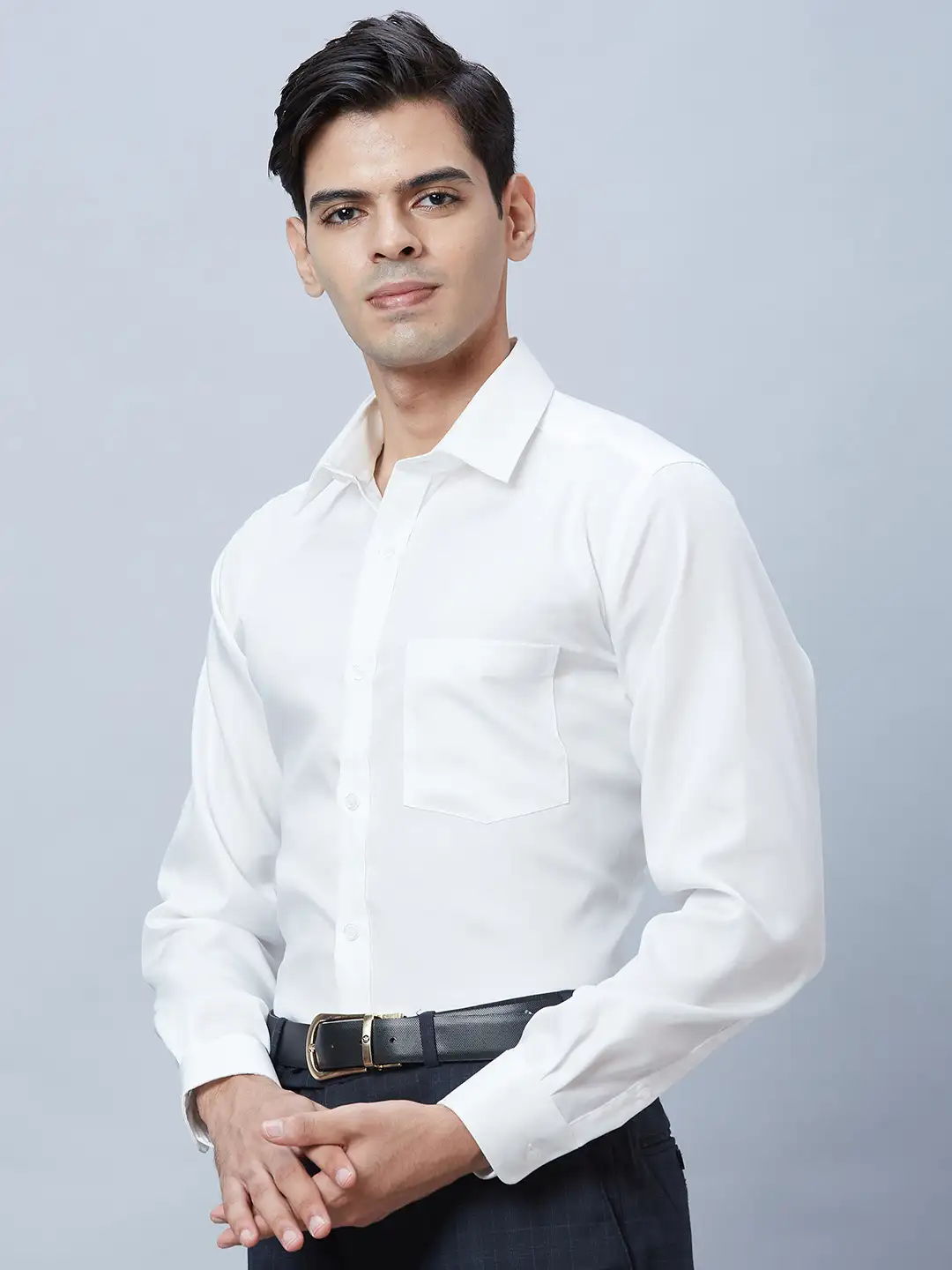Park Avenue Men White Structured Regular Fit Cotton Formal Shirt - Image 3