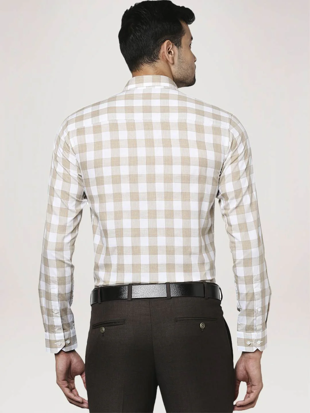 Men Fawn Slim Fit Checks Cotton Ainsley Collr Shirts - Image 4
