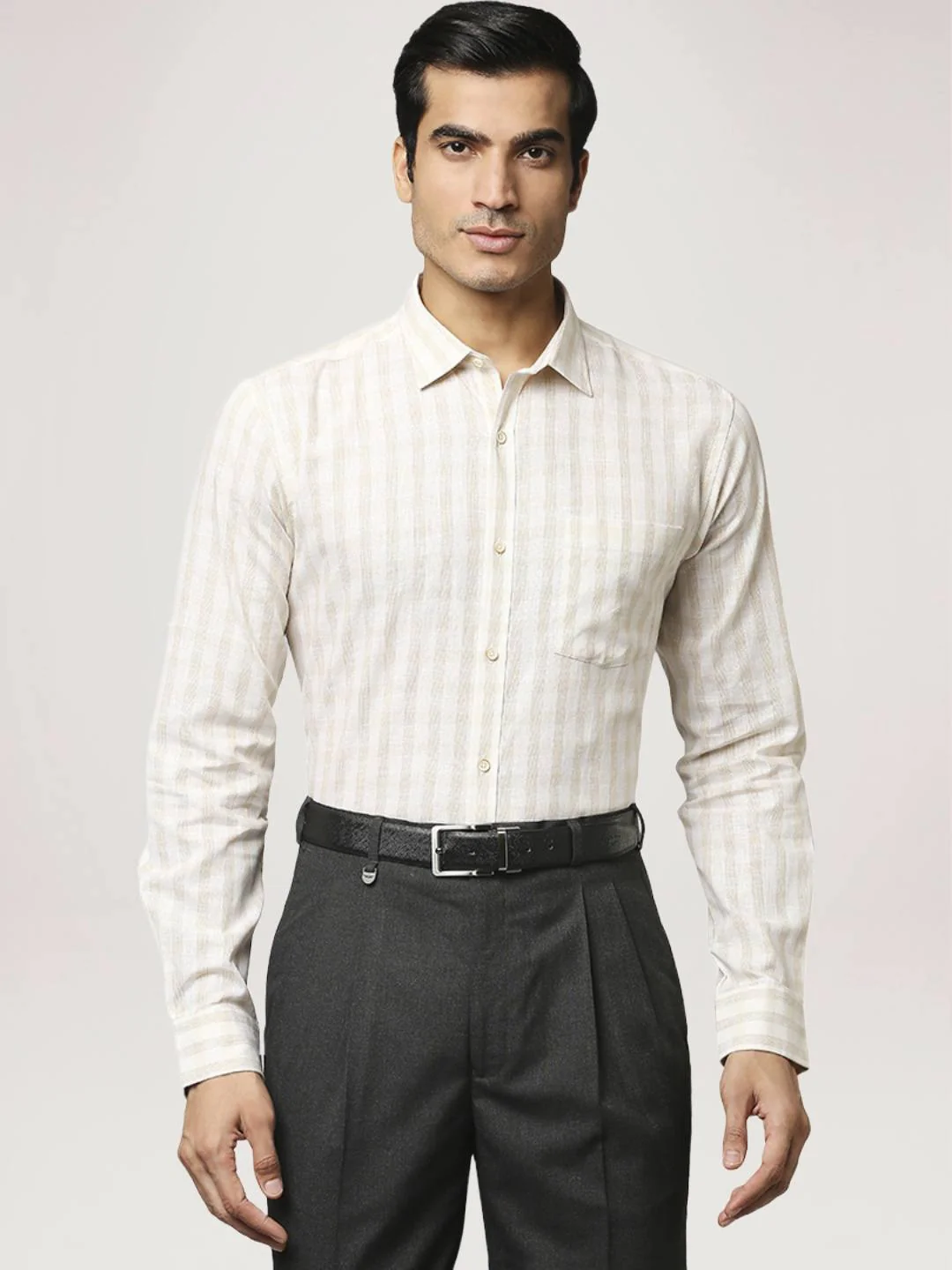 Men Fawn Slim Fit Checks Cotton Blend Shirts - Image 6
