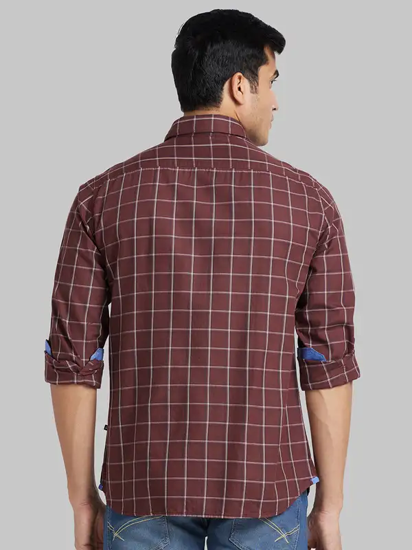 Parx Men Brown Checks Slim Fit Cotton Casual Shirt - Image 4