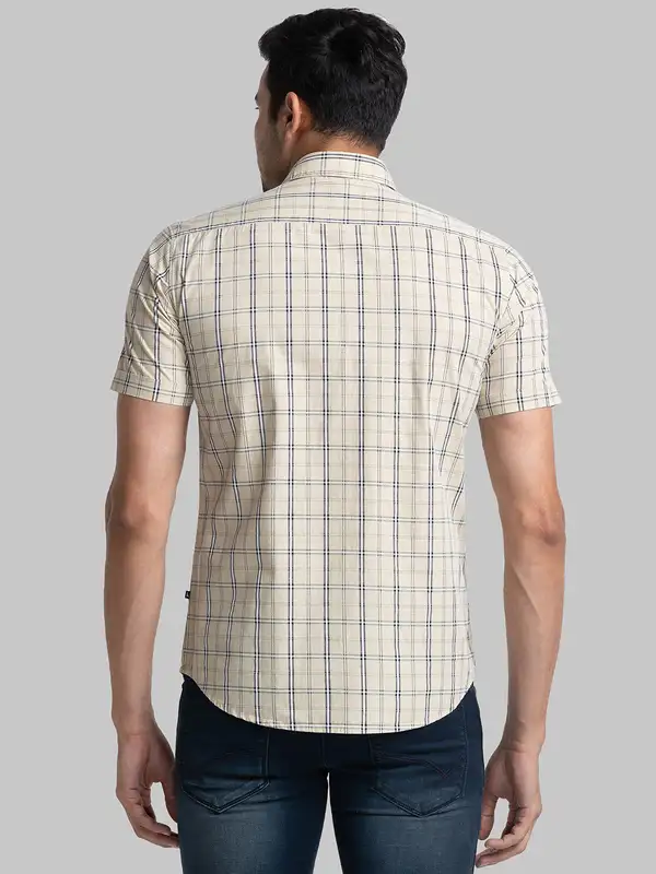 Men Fawn Slim Fit Checks Cotton Half Sleeve Shirts - Image 4