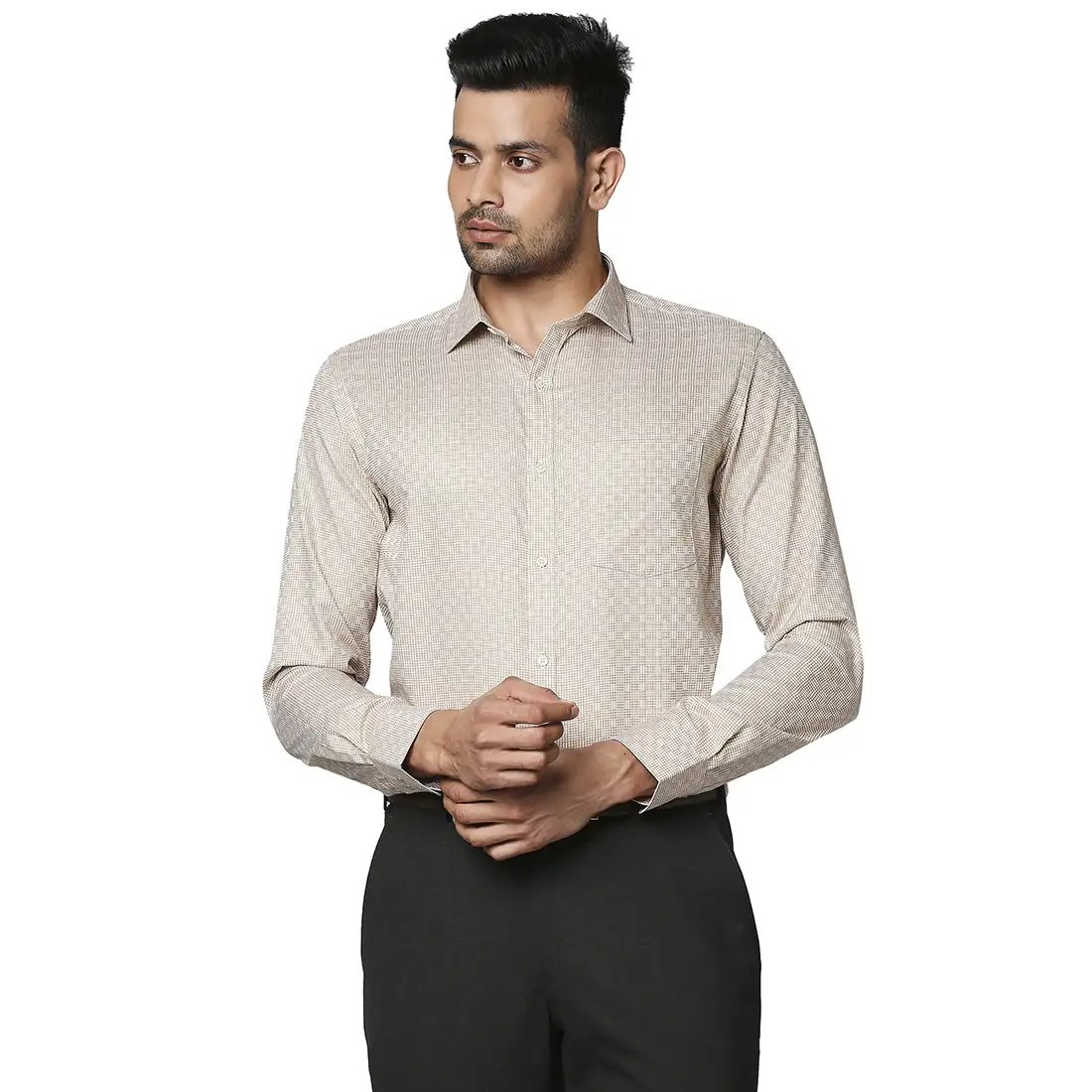 Men Fawn Slim Fit Checks Cotton Shirts