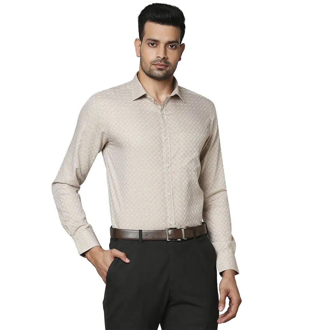 Men Fawn Slim Fit Checks Cotton Shirts - Image 2