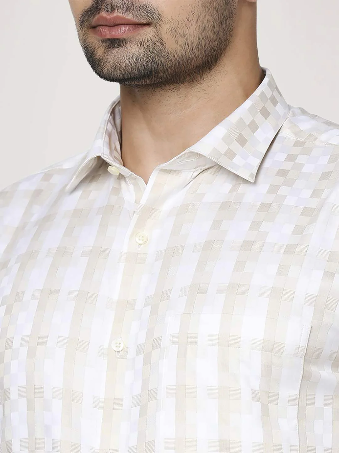 Men Fawn Slim Fit Checks Cotton Shirts