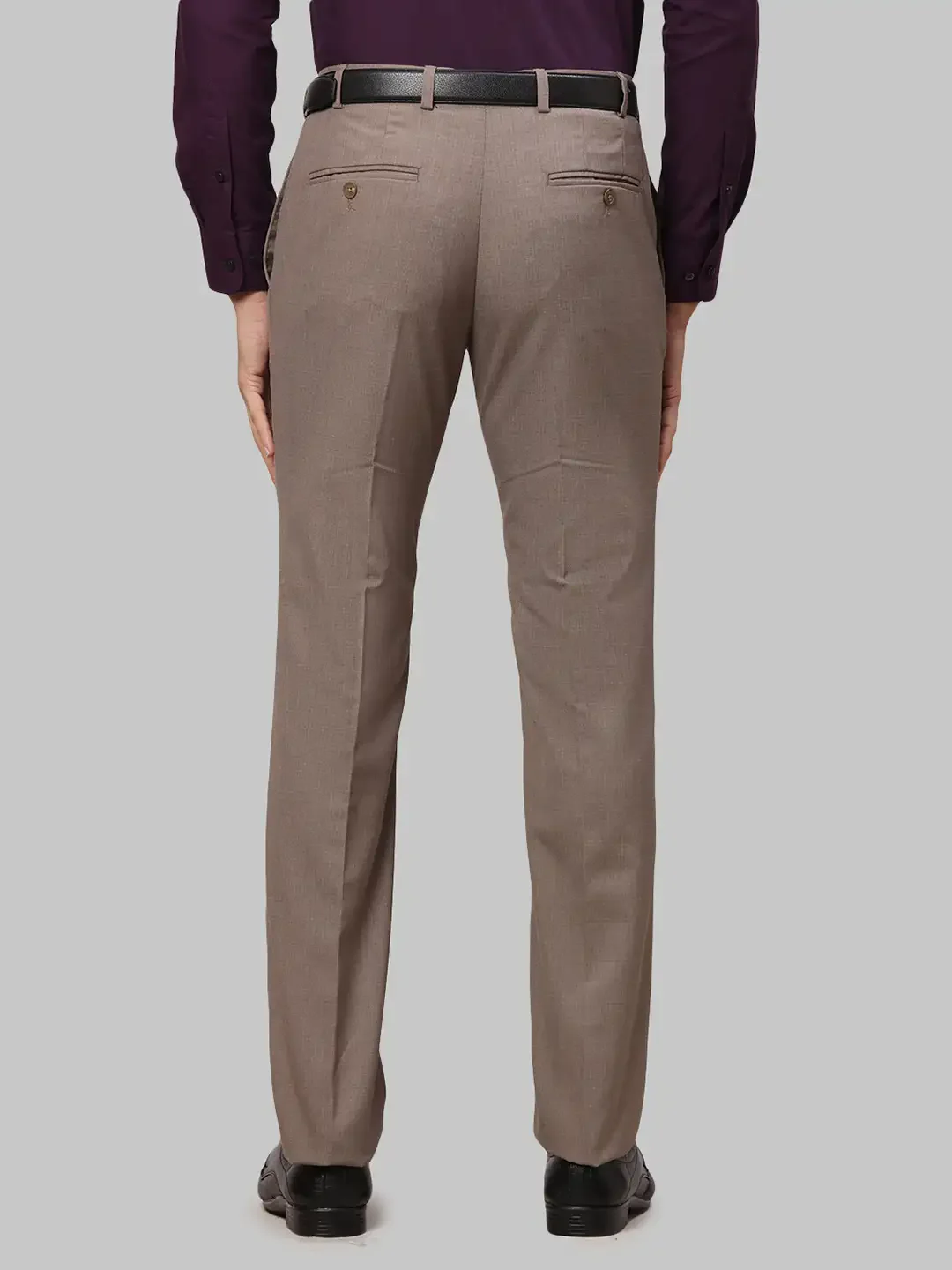Men Fawn Slim Fit Checks Polyester Blend Trouser - Image 4