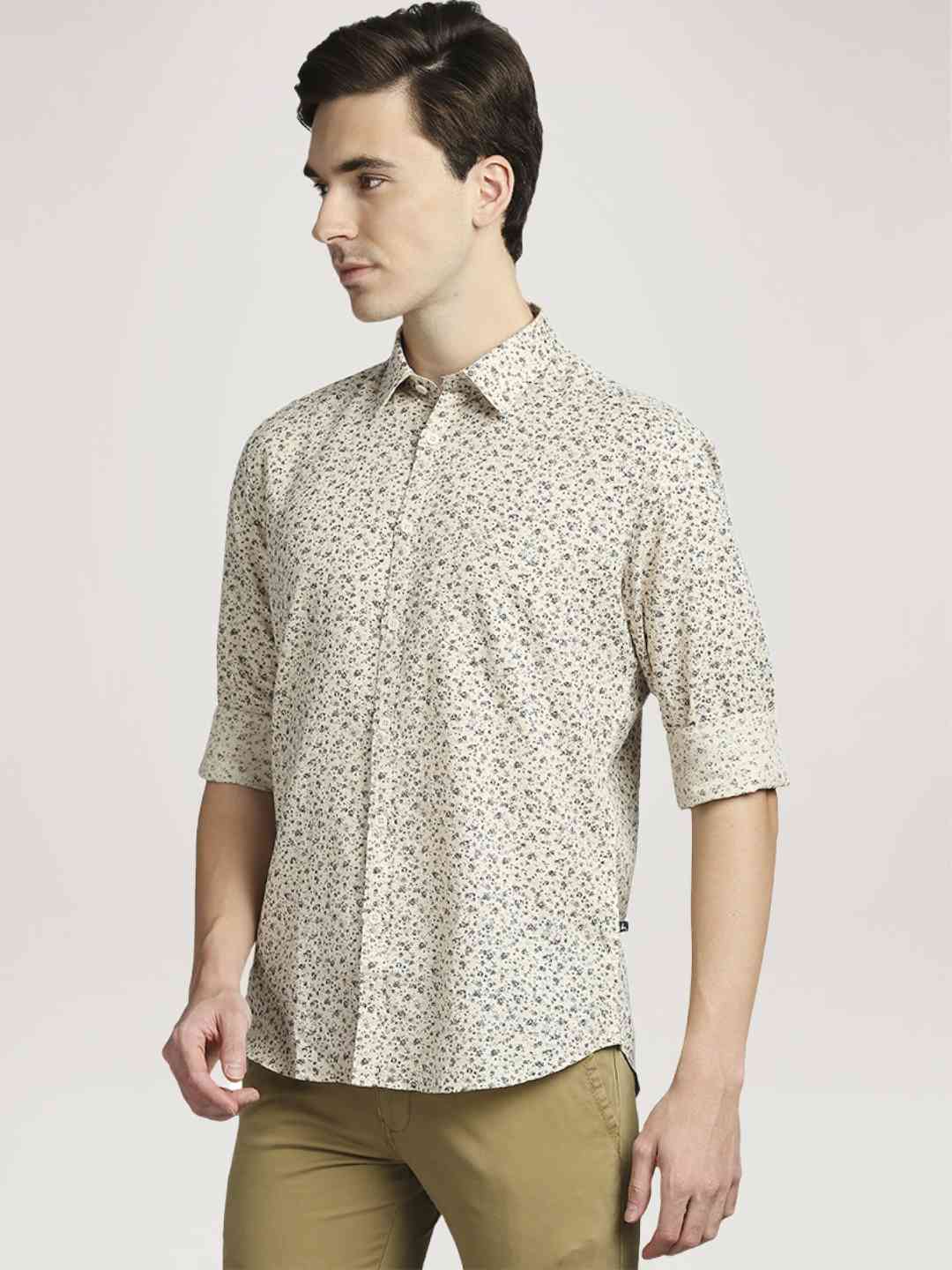 Parx Men Brown Printed Slim Fit Cotton Blend Casual Shirt - Image 3