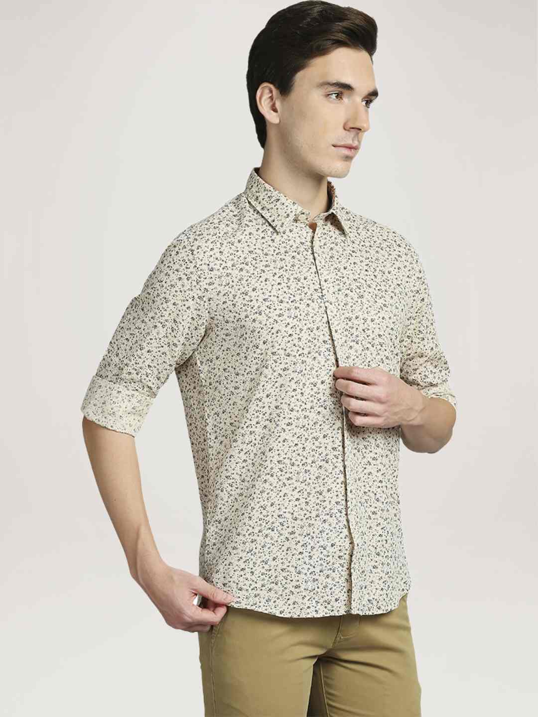 Parx Men Brown Printed Slim Fit Cotton Blend Casual Shirt - Image 4