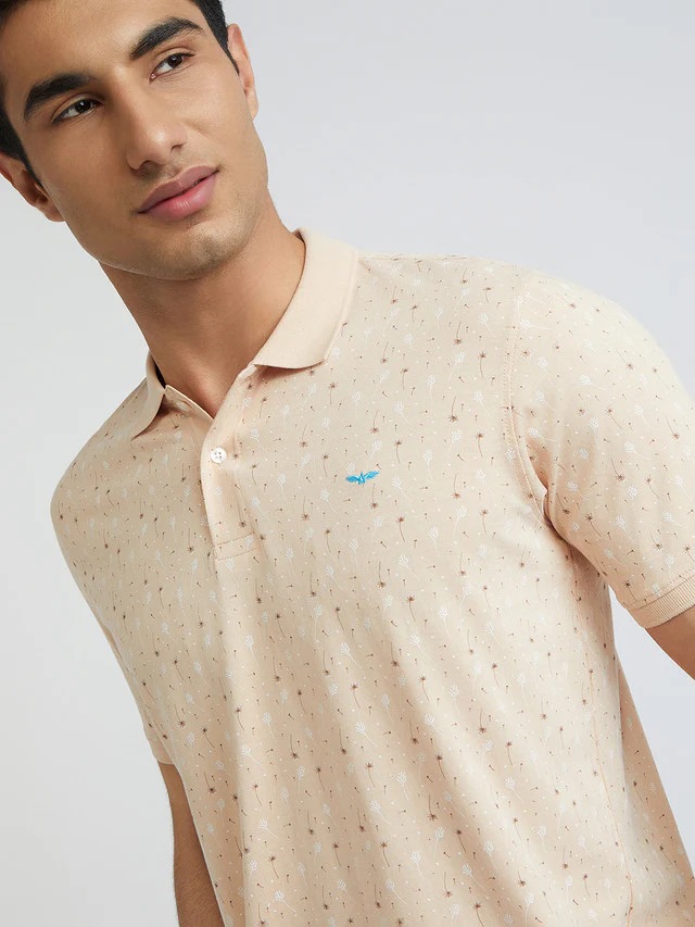 Men Fawn Slim Fit Print Cotton Blend Round Neck Collar Polo T-Shirt - Image 6