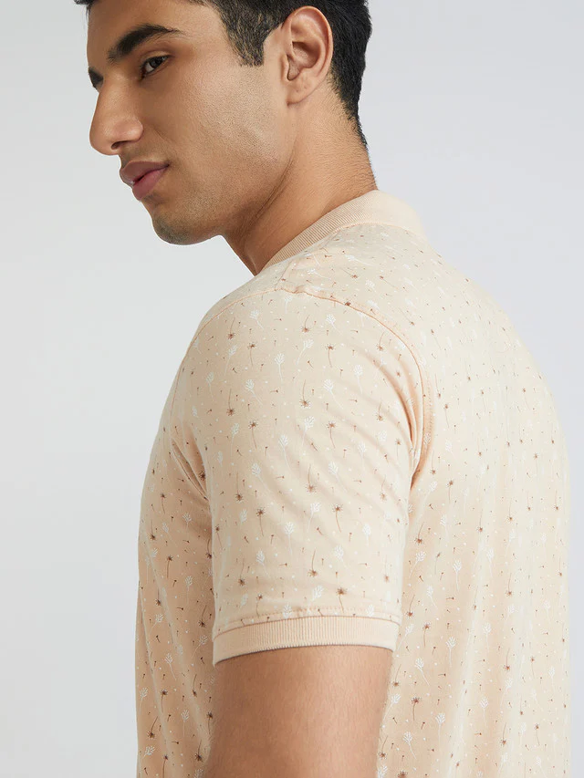 Men Fawn Slim Fit Print Cotton Blend Round Neck Collar Polo T-Shirt - Image 7