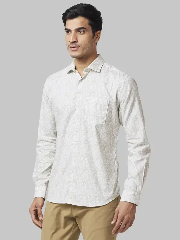 Park Avenue Men Brown Printed Slim Fit Cotton Casual Shirt - Image 3