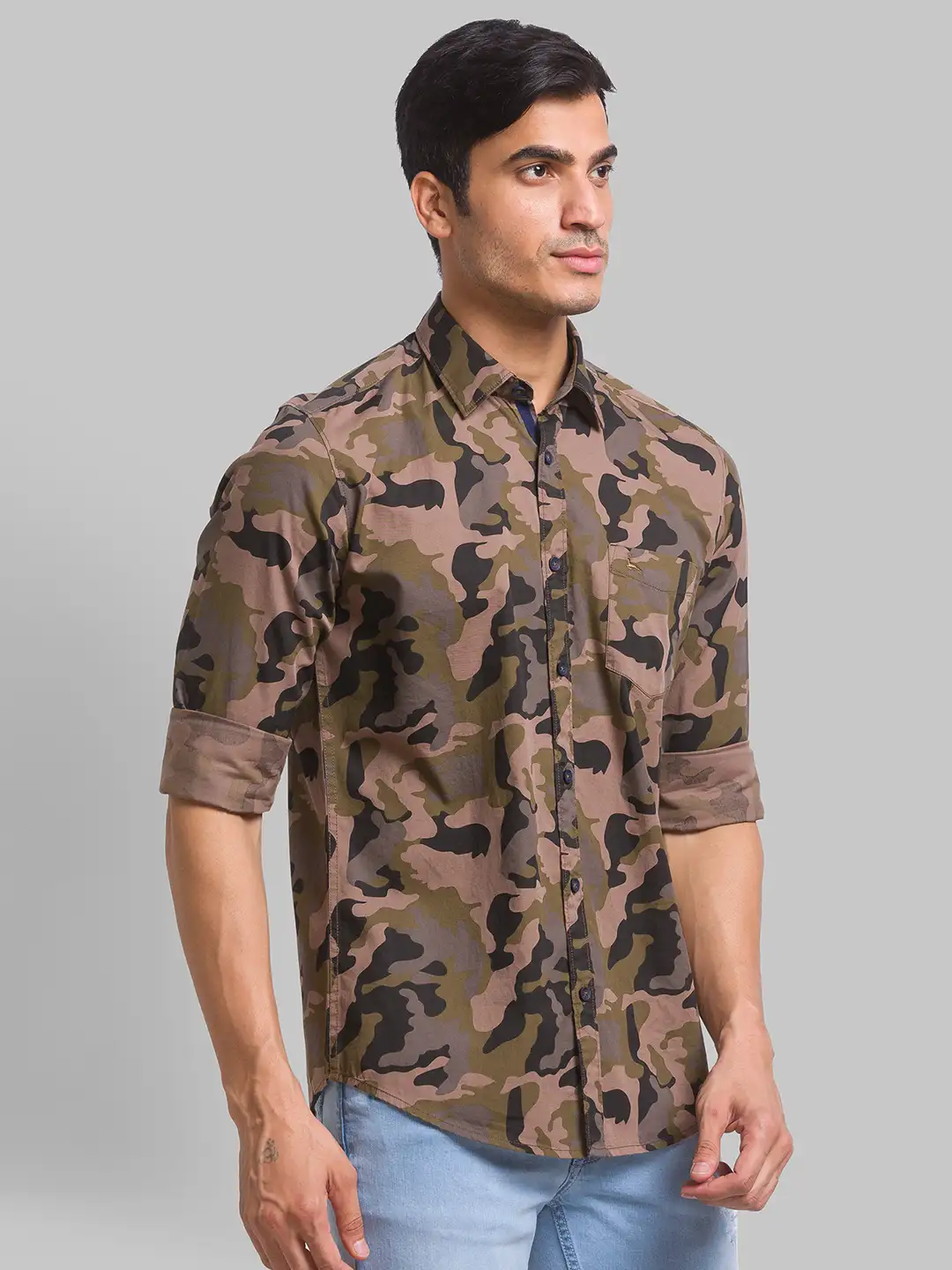 Parx Men Brown Printed Slim Fit Cotton Casual Shirt - Image 2