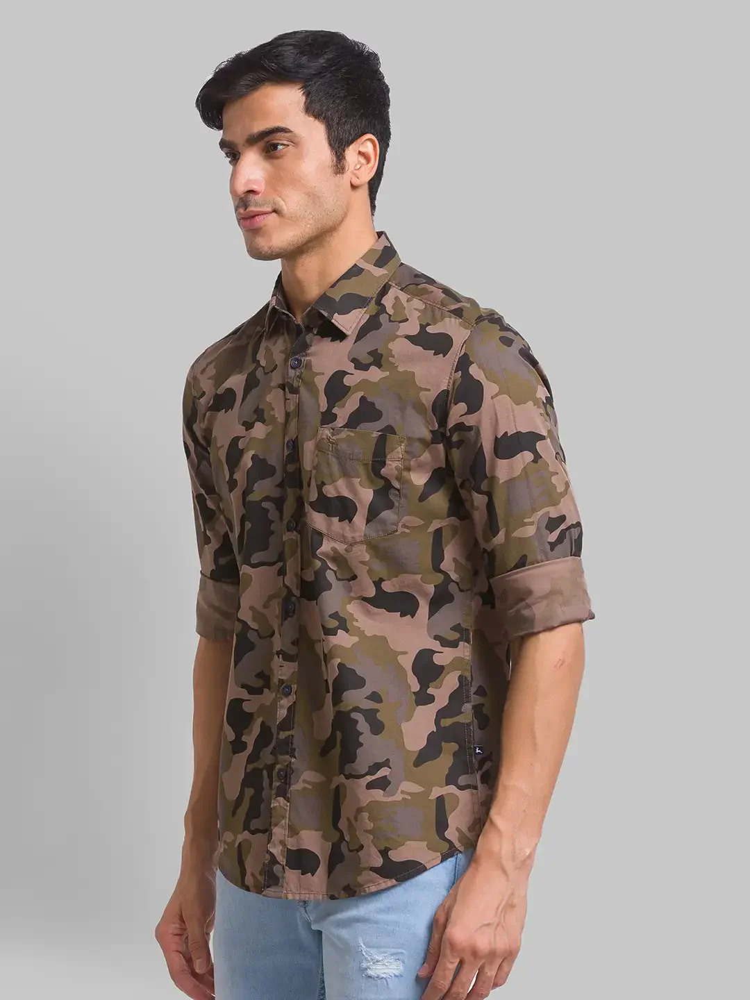 Parx Men Brown Printed Slim Fit Cotton Casual Shirt - Image 3