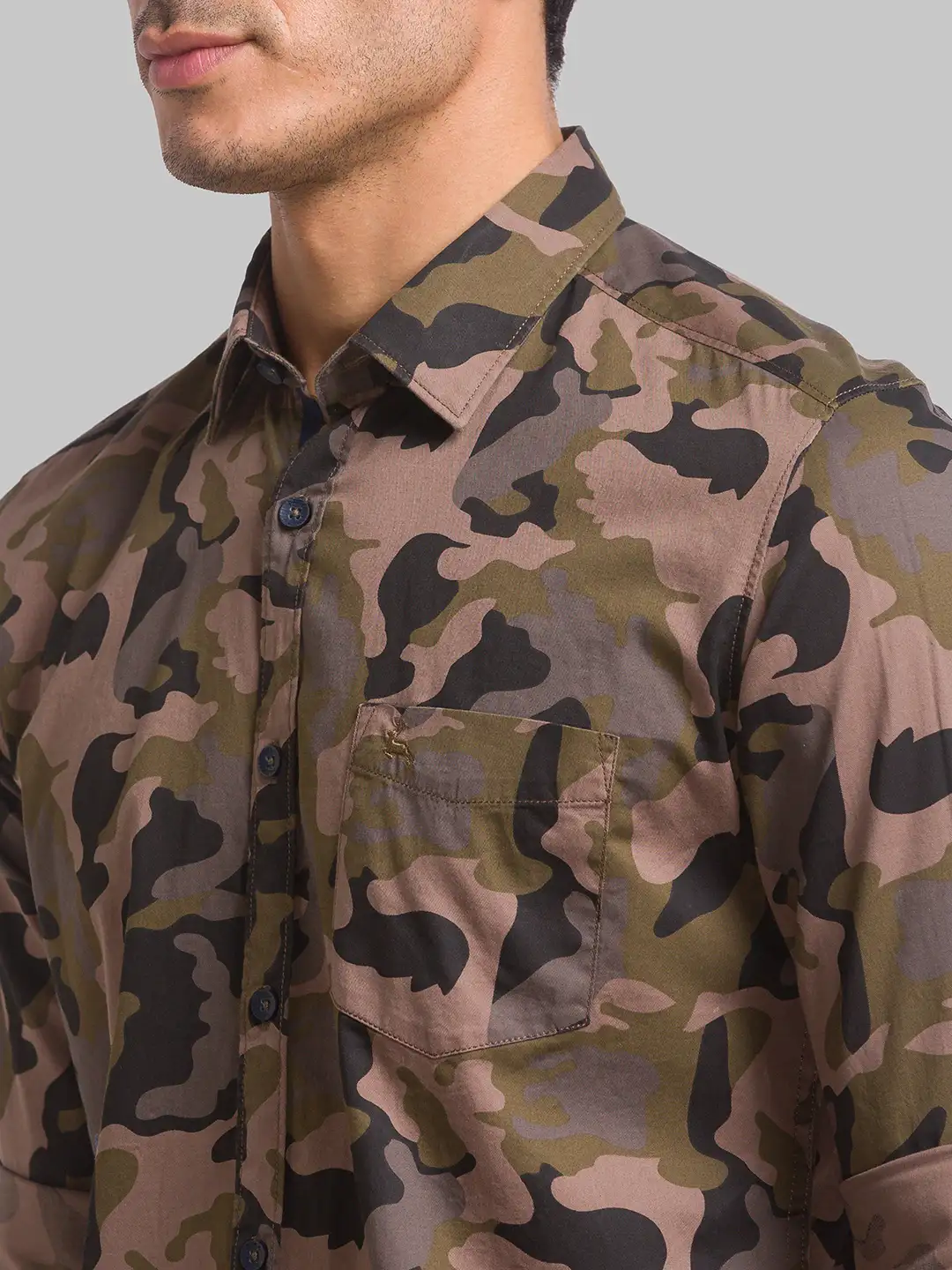 Parx Men Brown Printed Slim Fit Cotton Casual Shirt - Image 6