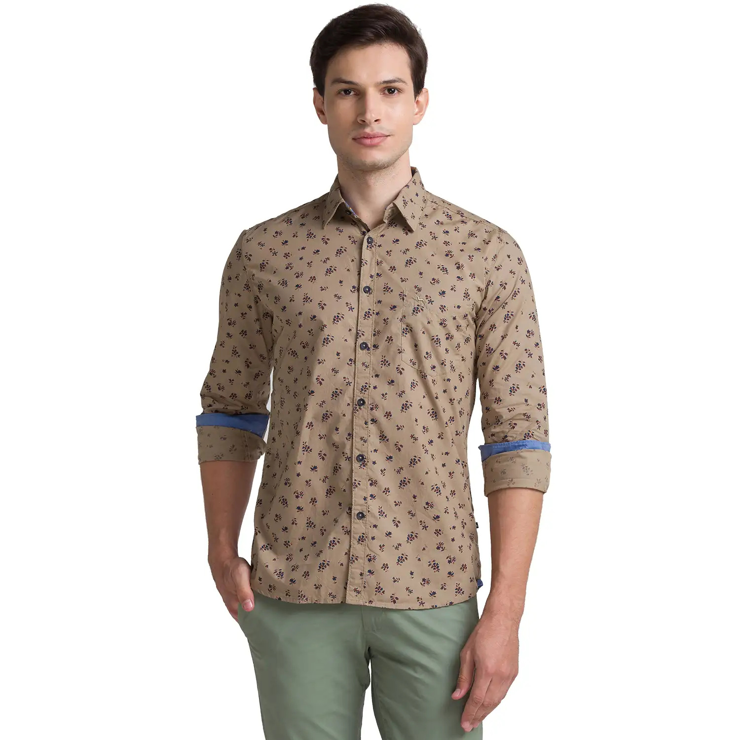 Men Fawn Slim Fit Print Cotton Full Sleeve Shirts