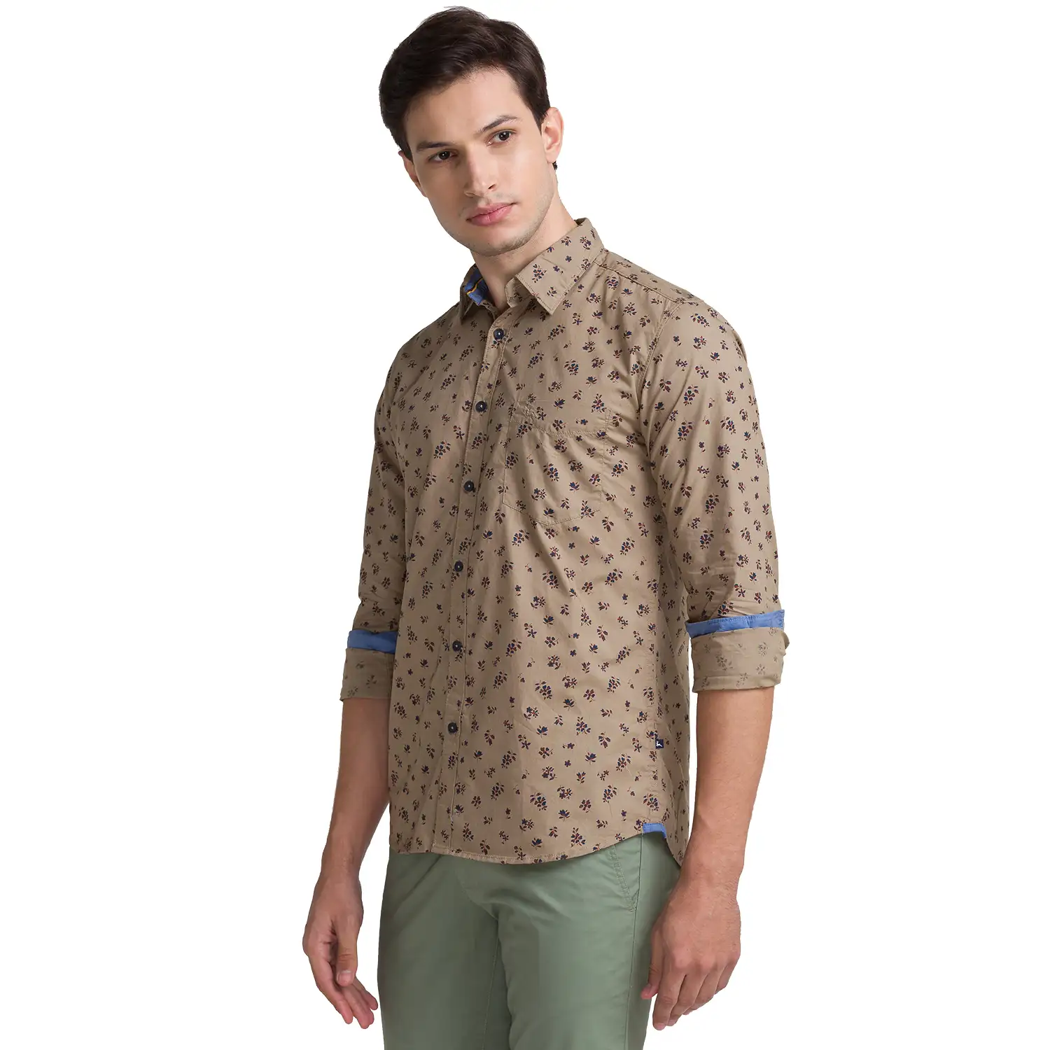 Men Fawn Slim Fit Print Cotton Full Sleeve Shirts - Image 3