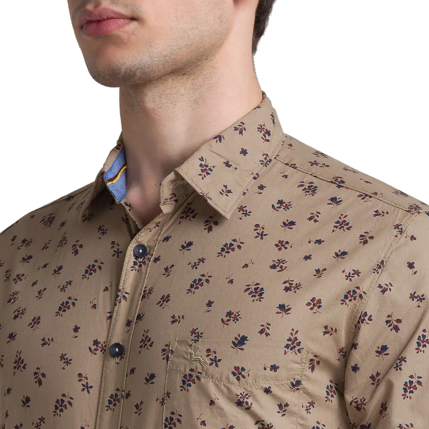 Men Fawn Slim Fit Print Cotton Full Sleeve Shirts - Image 6