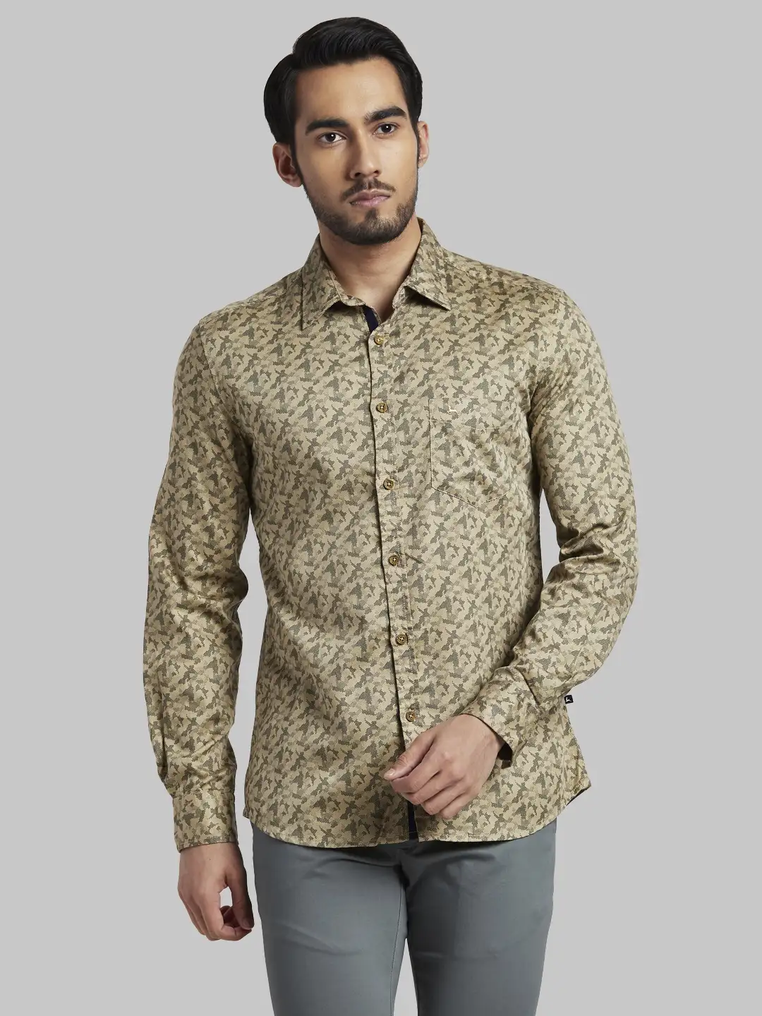Men Fawn Slim Fit Print Cotton Full Sleeve Shirts