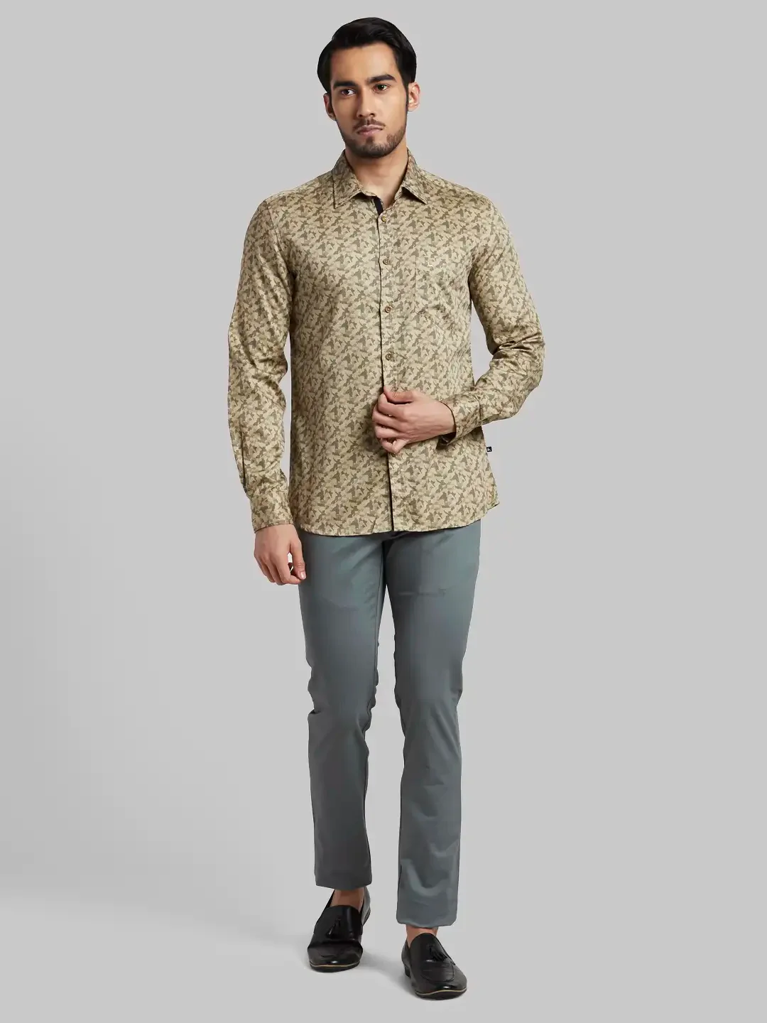 Men Fawn Slim Fit Print Cotton Full Sleeve Shirts - Image 5