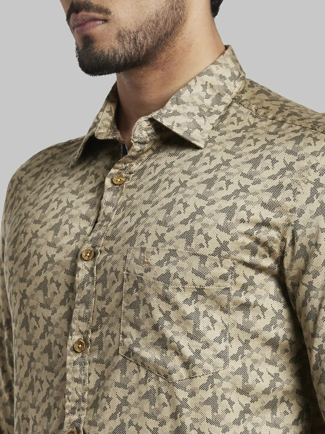 Men Fawn Slim Fit Print Cotton Full Sleeve Shirts - Image 6