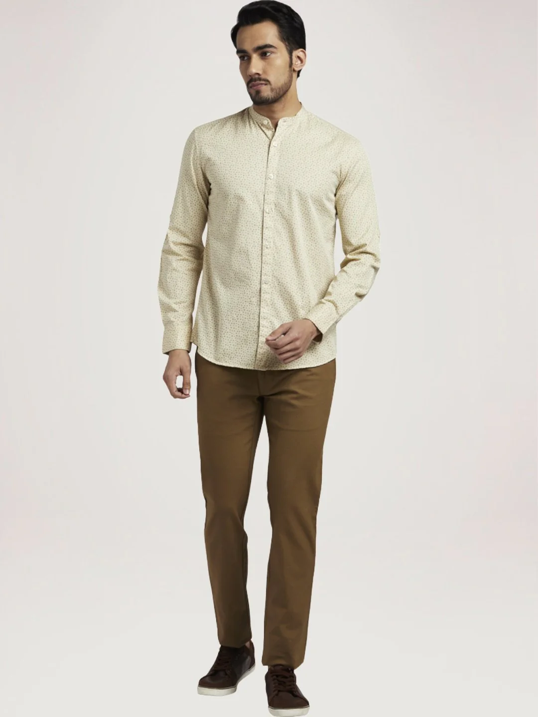 Men Fawn Slim Fit Print Cotton Full Sleeve Shirts - Image 2
