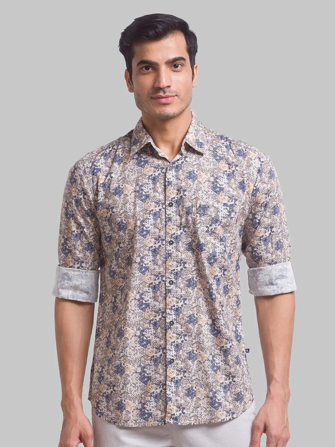 Men Fawn Slim Fit Print Cotton Full Sleeve Shirts