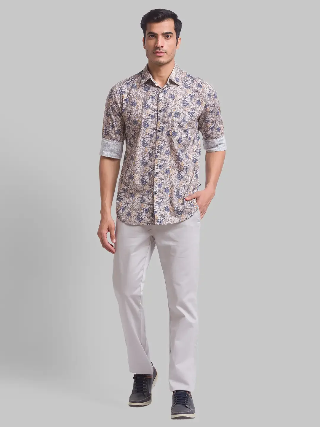 Men Fawn Slim Fit Print Cotton Full Sleeve Shirts - Image 5