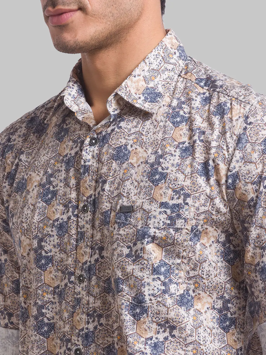Men Fawn Slim Fit Print Cotton Full Sleeve Shirts - Image 6