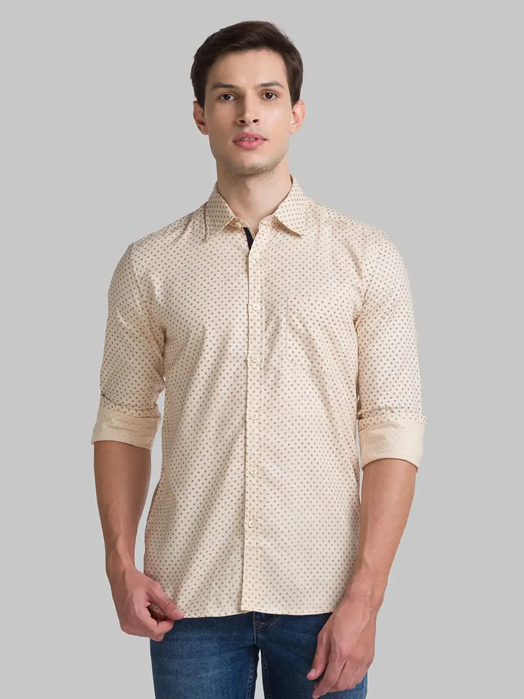 Men Fawn Slim Fit Print Cotton Full Sleeve Shirts