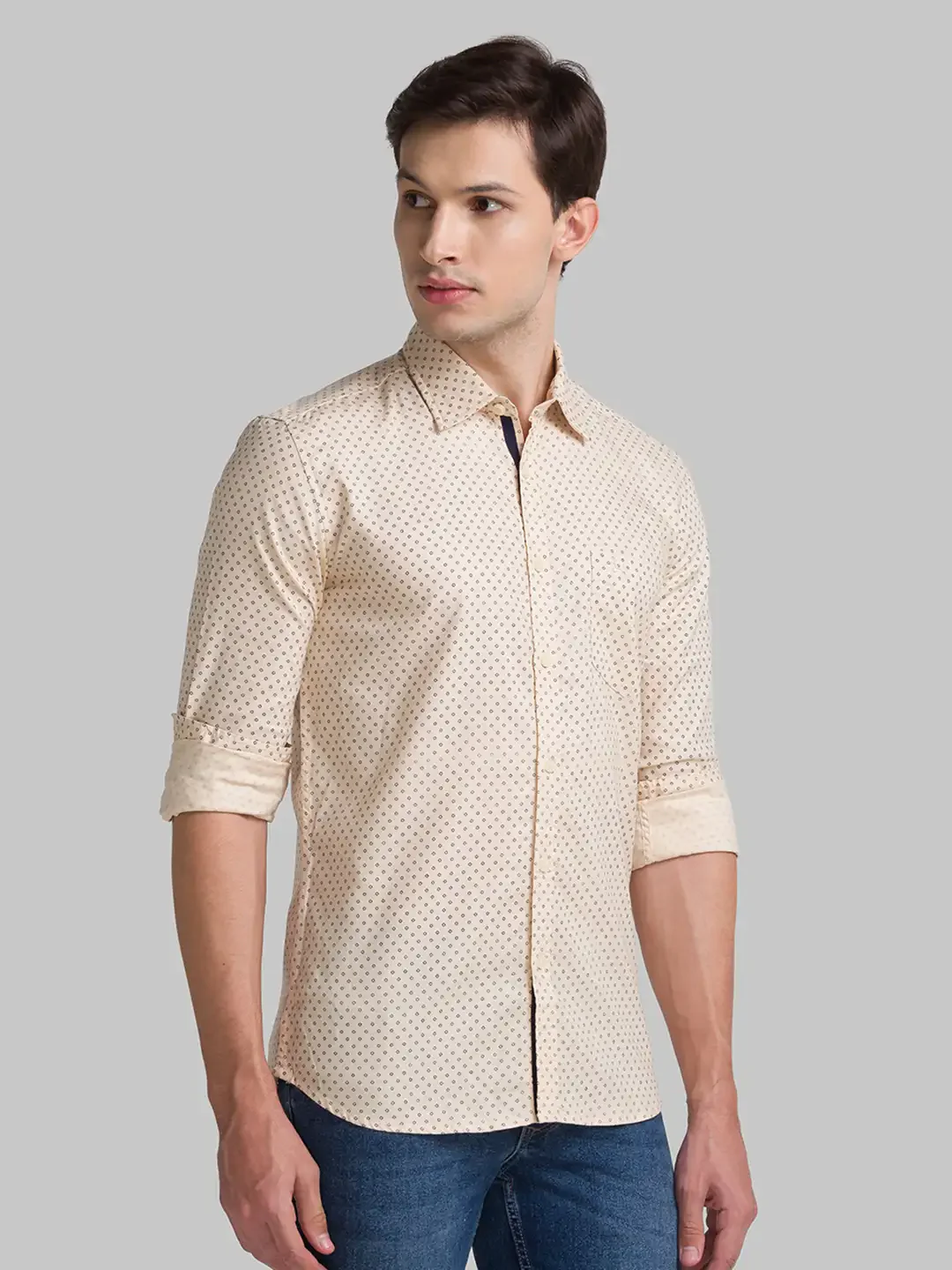 Men Fawn Slim Fit Print Cotton Full Sleeve Shirts - Image 2