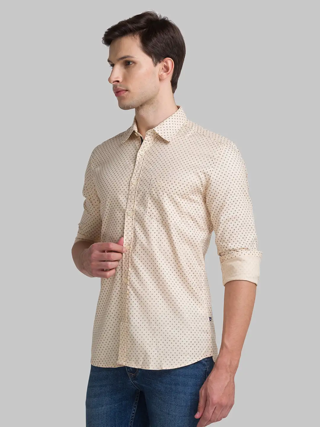 Men Fawn Slim Fit Print Cotton Full Sleeve Shirts - Image 3