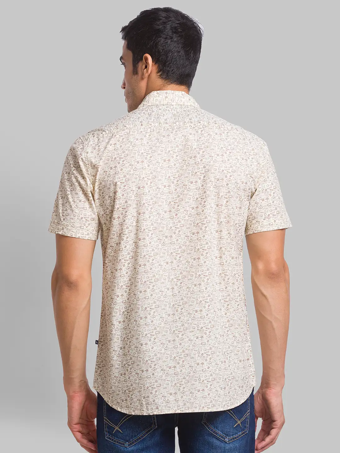 Men Fawn Slim Fit Print Cotton Half Sleeve Shirts - Image 4