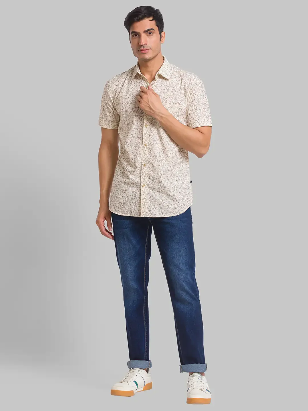 Men Fawn Slim Fit Print Cotton Half Sleeve Shirts - Image 5