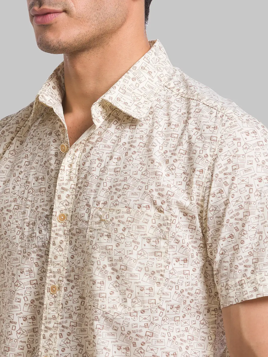 Men Fawn Slim Fit Print Cotton Half Sleeve Shirts - Image 6